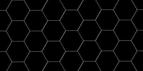Hexagon geometric on a black background. Geometric abstract background with simple Hexagon elements. clean and modern science chemical theme background. hexagon geometric pattern vector illustration