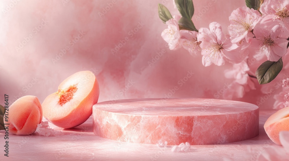 Poster elegant 3d peach fuzz podium for stylish product display background