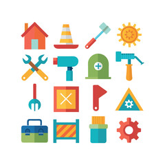 A set of construction tools icons vector design illustration template