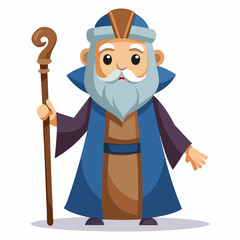 Moses holding wooden staff