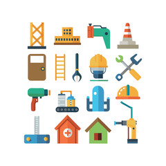 A set of construction tools icons vector design illustration template