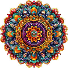 Intricate luxury colorful mandala with arabesque on a white background.