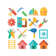 A set of construction tools icons vector design illustration template