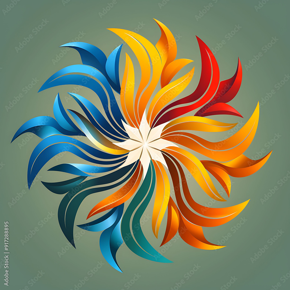 Aufkleber logo for a community center using a group of people in a circle symbolizing unity and togetherness