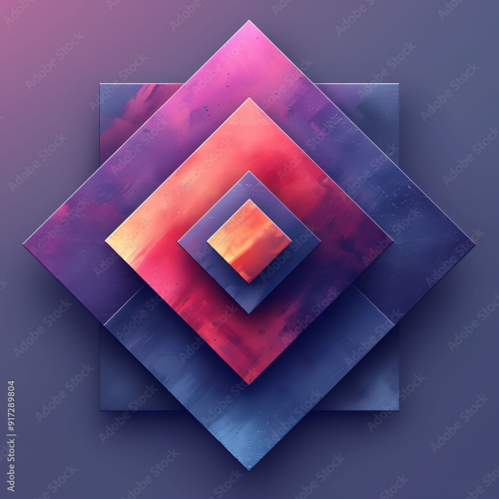 Aufkleber logo for a tech startup using geometric shapes and a gradient background that transitions from blue 