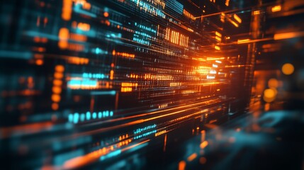 Obraz premium Futuristic digital data network with glowing lines