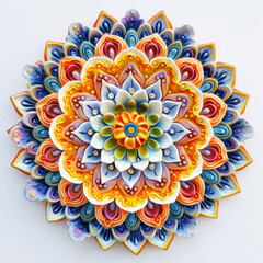 Intricate luxury colorful mandala with arabesque on a white background.