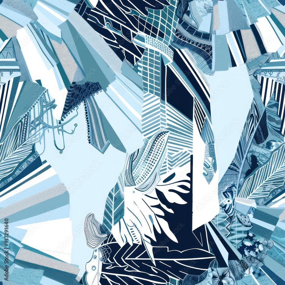 Canvas Prints abstract geometric pattern in blue and white.