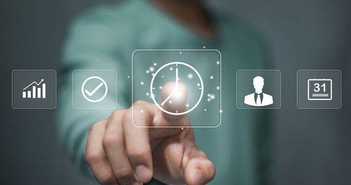 time management concept Planning work to increase efficiency Business project planning Effective time management and reduce working time.