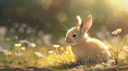 cute baby rabbit in the park