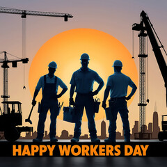 Obraz premium Labour Day concept labour working scene on construction background