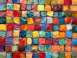 Mosaic of tiny colorful tiles background