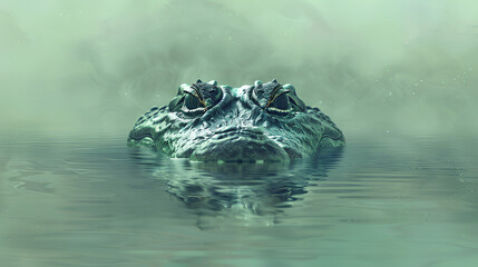 Obraz premium crocodile swimming