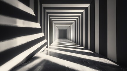 Black and White Striped Hallway with Light Streaks