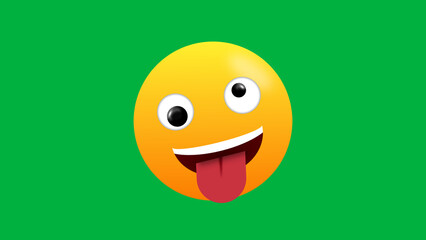 very funny and crazy facial expression emoji and tongue out. concept for fun time, enjoy, joke and funny moments.