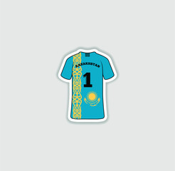 Get a sticker with a unique design of the Kazakhstan football jersey! A stylish and vibrant accessory for fans. Show your support for your favorite team!