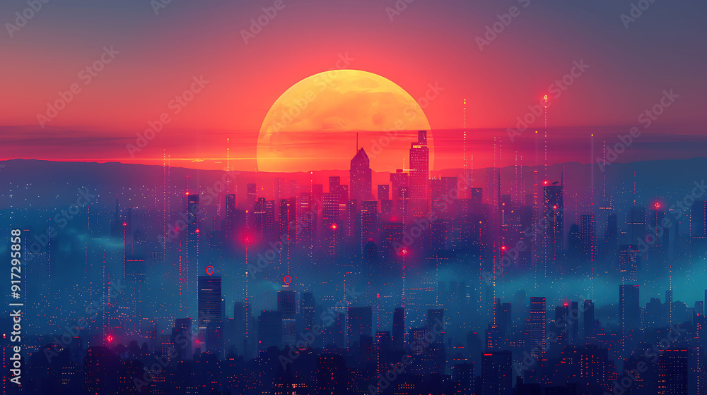 Aufkleber infographic with a gradient background transitioning from dawn to dusk using soft pastels and bold t