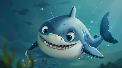 cute shark animation with smile