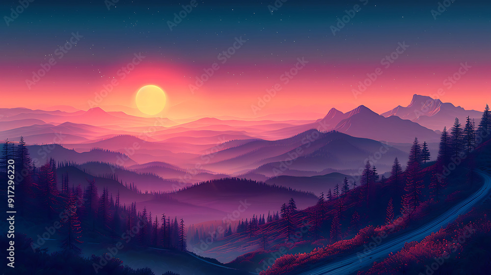 Aufkleber infographic with a gradient background transitioning from morning to night using soft pastels and bo