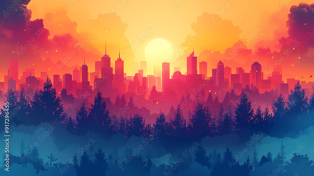 Aufkleber infographic with a gradient background transitioning from dawn to dusk using soft pastels and bold t