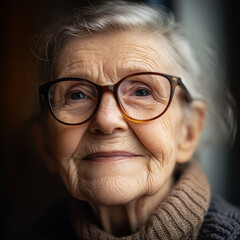 portrait of a senior woman, grandma with age care.