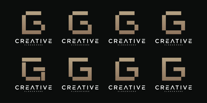 Set of abstract letter G logo design template. Premium Vector