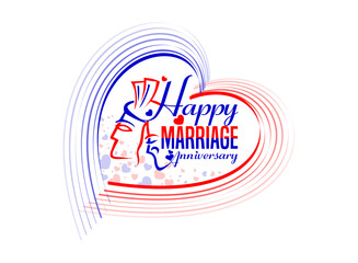 Happy Marriage Anniversary with Love line vector design
