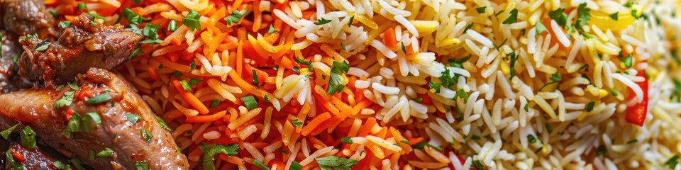 Mixed rice dish known as Biryani a culinary creation originating from the South Asian Muslim community consists of a delectable blend of spices vegetables rice and typically features a choi