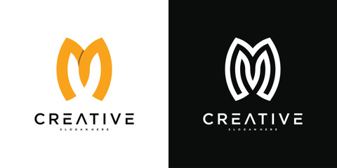 Abstrack creative initial letter M logo design. Premium Vector