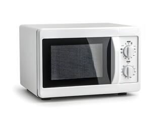 Obraz premium A white microwave oven on a kitchen counter ready for meal preparation