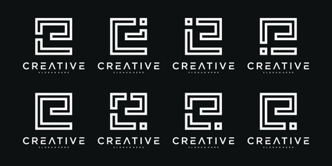 Set of abstract letter E logo design template. Premium Vector