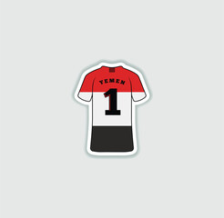 Get a sticker with a unique design of the Yemen football jersey! A stylish and vibrant accessory for fans. Show your support for your favorite team!