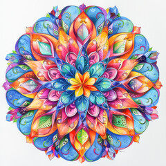 Intricate luxury colorful mandala with arabesque on a white background.