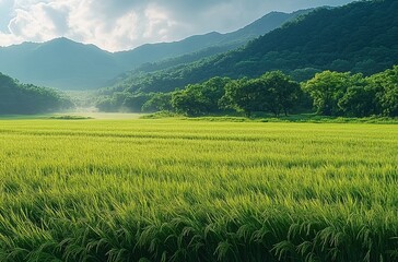 Obraz premium Good morning scene wallpaper background photo