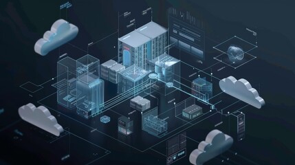 Corporate Presentation on Hybrid Cloud Solutions with Interactive Displays and Detailed Diagrams for Business Insights