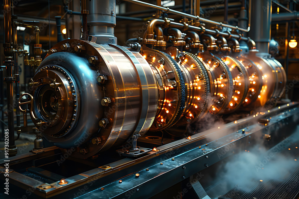 Poster workings of a heat engine explaining how it converts thermal energy into mechanical work and obeys t