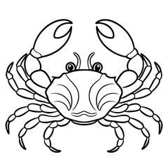 Detailed Line Art Illustration of a Crab