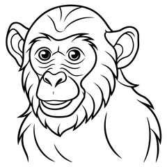 Detailed Line Art Illustration of a Monkey