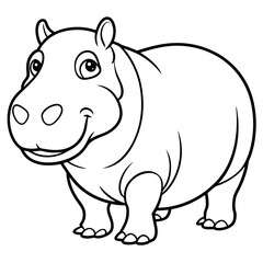 Fototapeta premium Detailed Line Art of a Hippopotamus