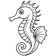 Fototapeta premium Detailed Line Art of a Seahorse