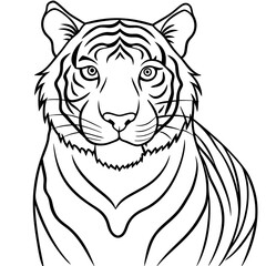Detailed Line Art Illustration of a Tiger