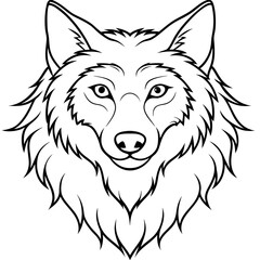Detailed Line Art Illustration of a Wolf