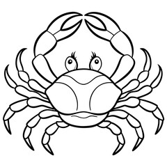 Detailed Line Art Illustration of a Crab