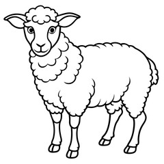 Detailed Line Art Illustration of a Sheep