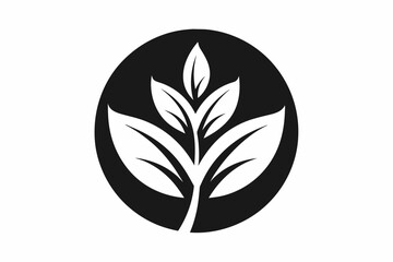  Vector design of a minimalist stylized leaf circle logo spa  on white background