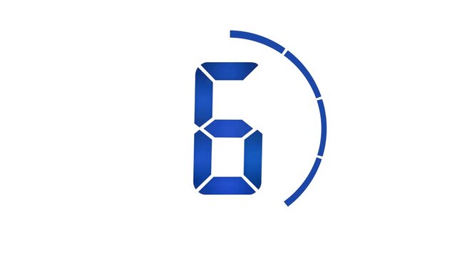 Countdown from 10 to 1 blue numbers on white background