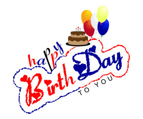 Happy Birthday Typographi vector design with birthday party element cake and balun