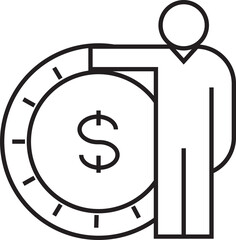 Person and Dollar Coin Icon
