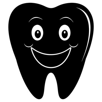 recommend clip art: A simple happy teeth silhouette vector white background