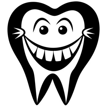 recommend clip art: A simple happy teeth silhouette vector white background